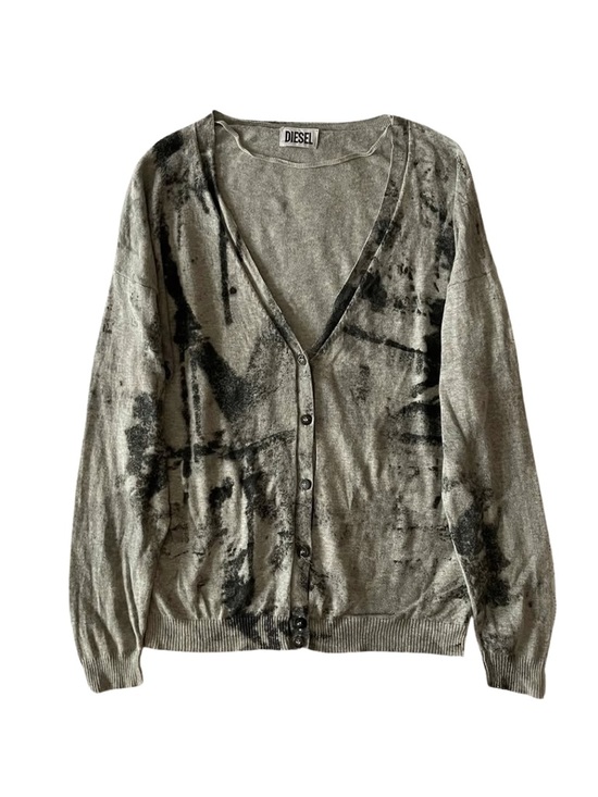 Diesel Jackets & Blazers - DIESEL Gray Tie-Dye V-Neck Button Cardigan